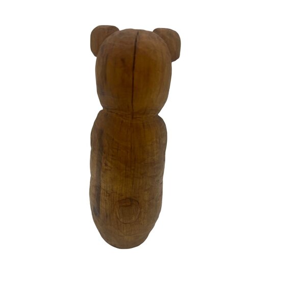 Hand Carved Wooden Bear Figurine 5.5" Handmade Folk Art Rustic Decor Piece - Picture 3 of 6